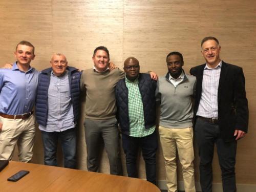 PAPE principals, Zuko & Justin, after signing the sale and shareholder agreements for PAPE Fund 3's investment into Angelo Kater (AK). In the photo are the two key owners of AK, Vusi & Kushi as well as BDO's Guy & Stephan (transaction advisors) 