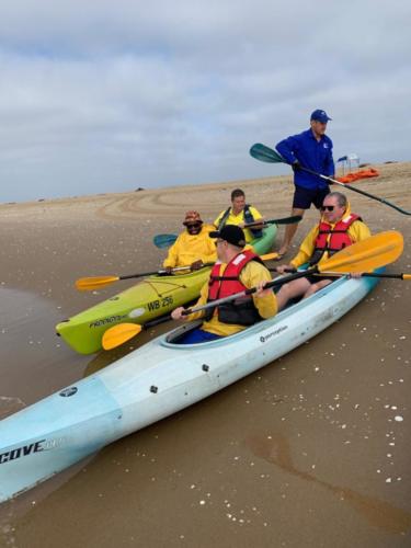 PAPE & Singular Systems team preparing to canoe during trip to Namibia 