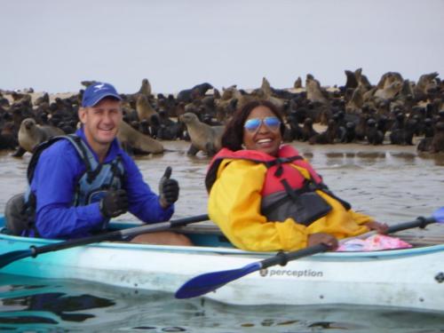 Bulelwa Ntshingwa enjoying canoeing past a pod of seals. 